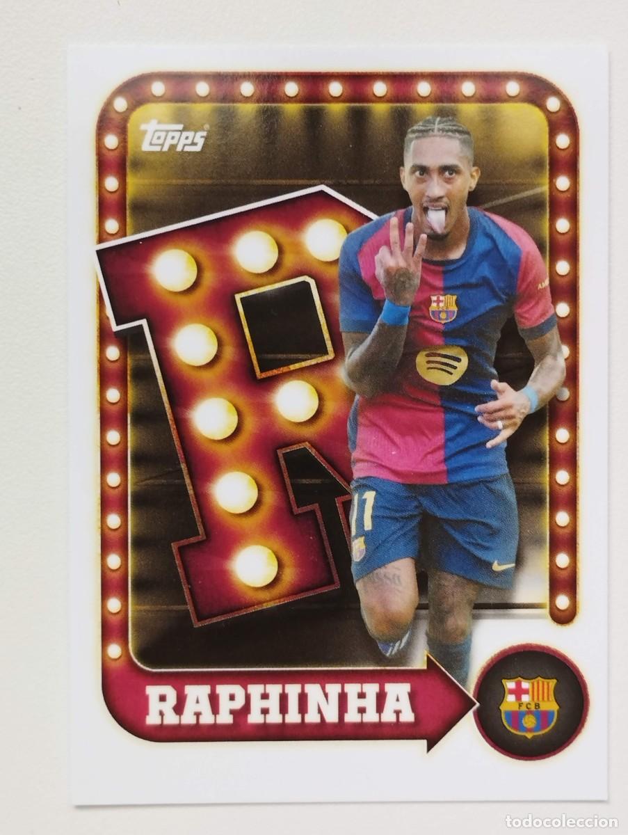 Cromos de f&uacute;tbol: CROMO CARD TOPPS COLLECTOR TIN SET 2025 FC BARCELONA NAME IN LIGHTS 24 RAPHINHA