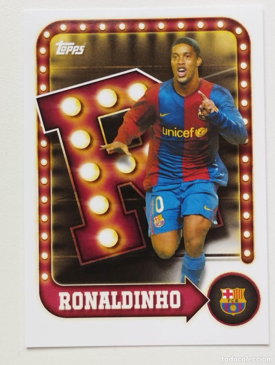 Cromos de f&uacute;tbol: CROMO CARD TOPPS COLLECTOR TIN SET 2025 FC BARCELONA NAME IN LIGHTS 28 RONALDINHO