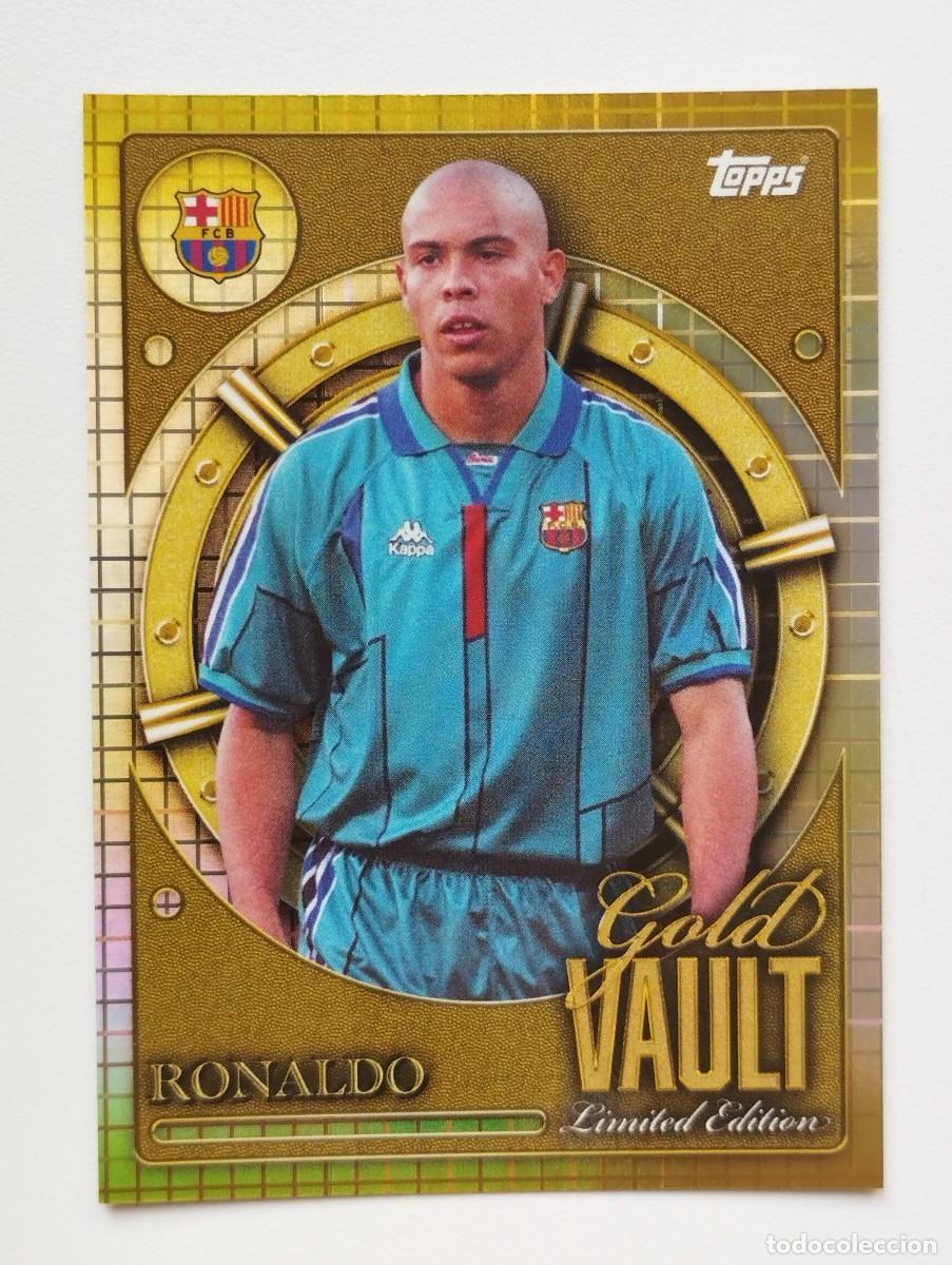 Cromos de f&uacute;tbol: CROMO CARD TOPPS COLLECTOR TIN SET 2025 FC BARCELONA GOLD VAULT LIMITED EDITION 9 RONALDO NAZARIO