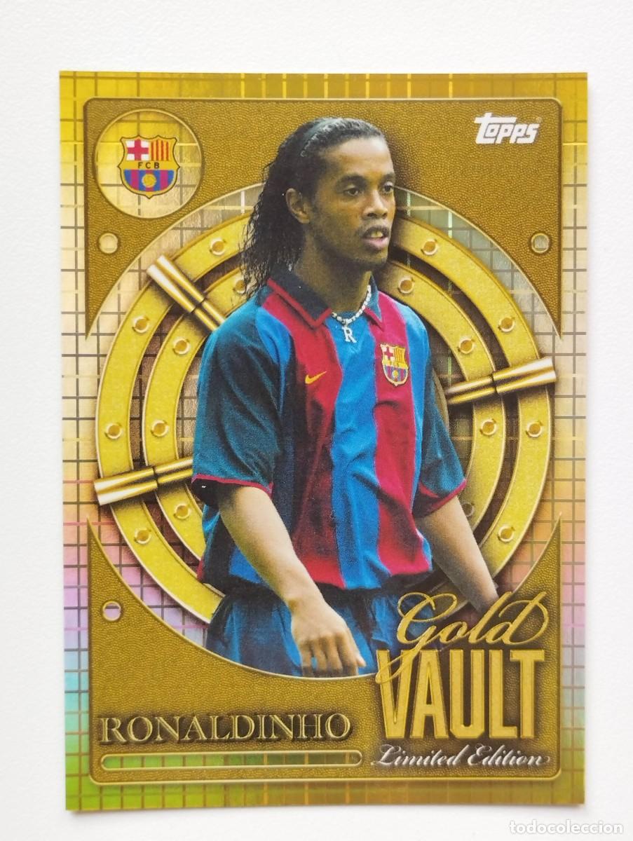 Cromos de f&uacute;tbol: CROMO CARD TOPPS COLLECTOR TIN SET 2025 FC BARCELONA GOLD VAULT LIMITED EDITION 10 RONALDINHO