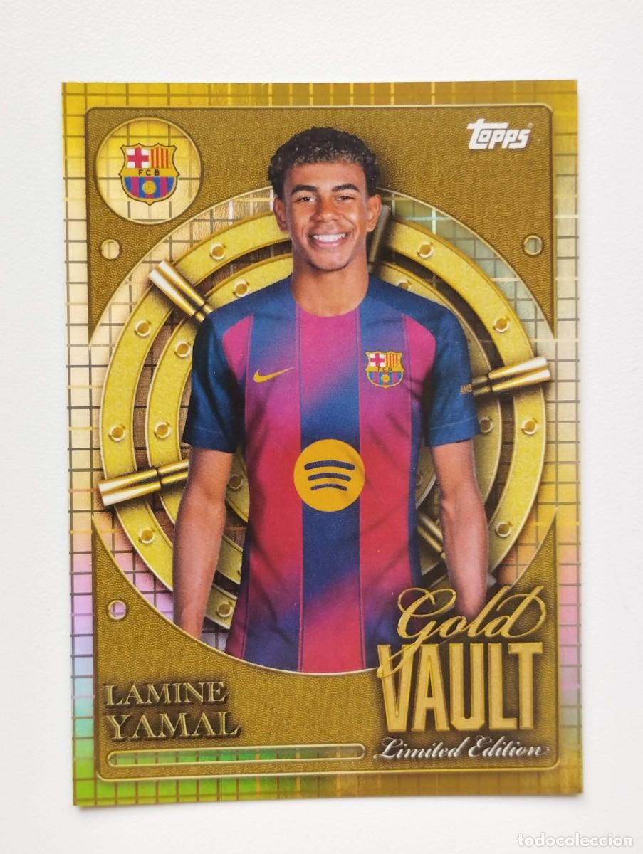 Cromos de f&uacute;tbol: CROMO CARD TOPPS COLLECTOR TIN SET 2025 FC BARCELONA GOLD VAULT LIMITED EDITION GV-5 LAMINE YAMAL