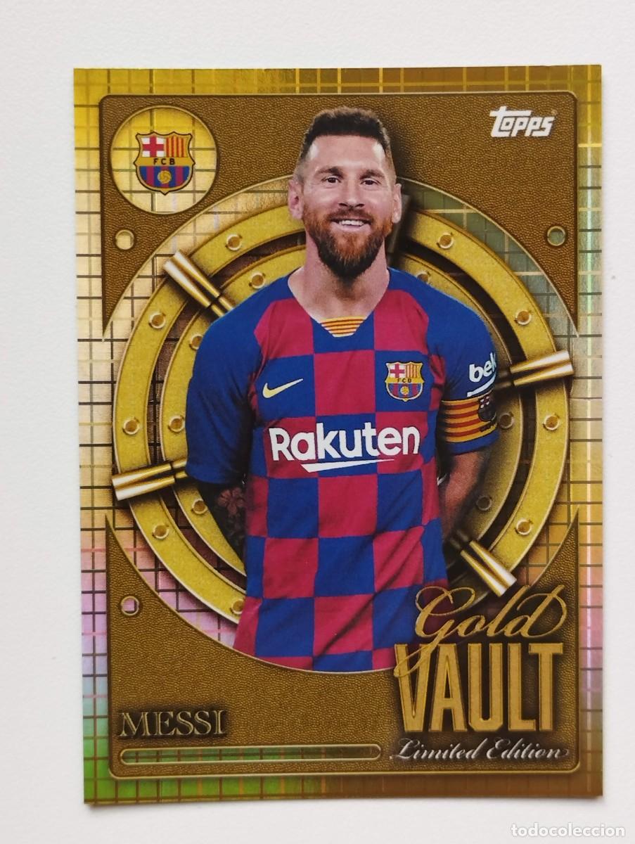 Cromos de f&uacute;tbol: CROMO CARD TOPPS COLLECTOR TIN SET 2025 FC BARCELONA GOLD VAULT LIMITED EDITION GV-6 LIONEL MESSI