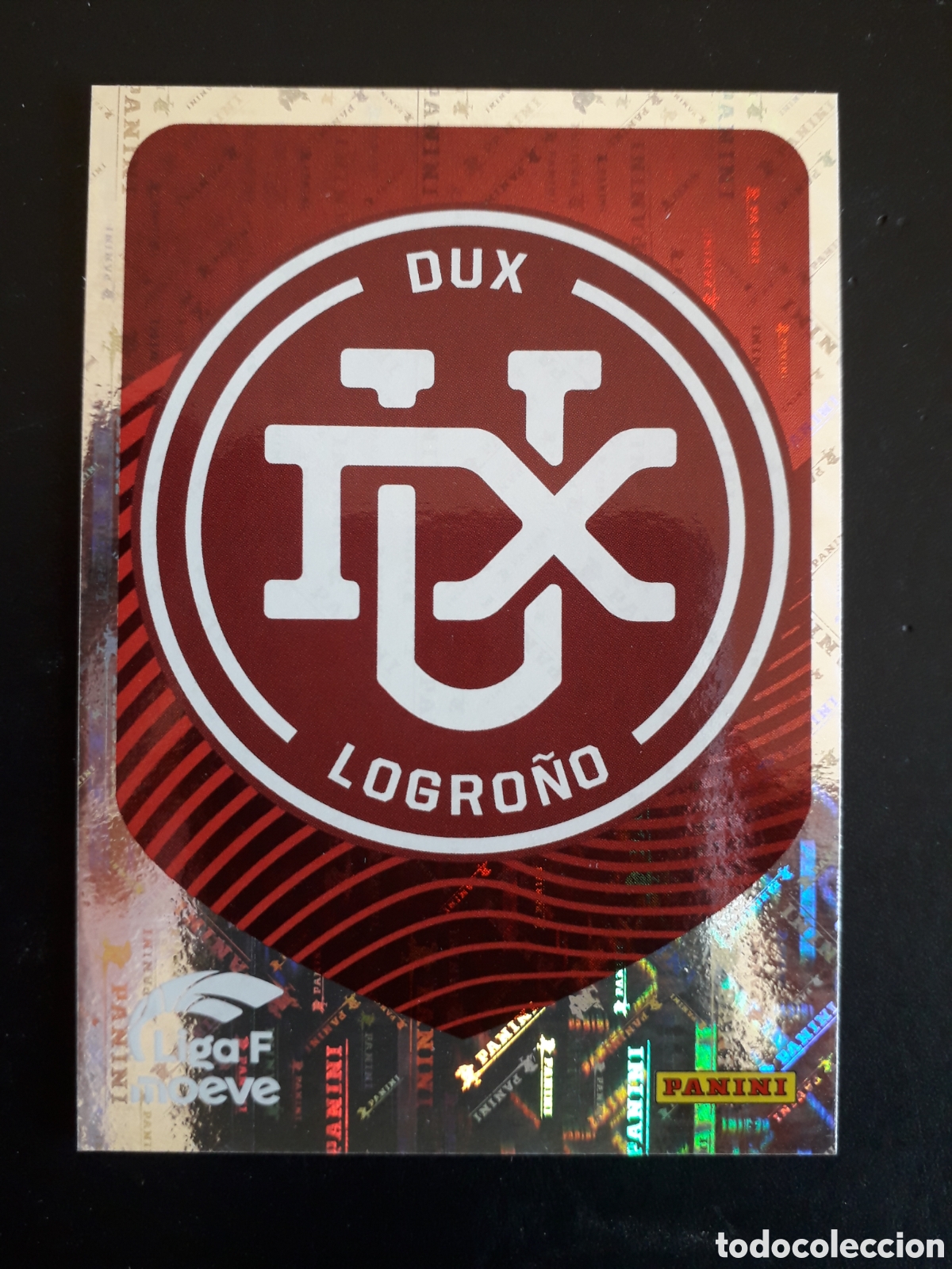 Cromos de f&uacute;tbol: ESCUDO DUX LOGRO&Ntilde;O N&deg; 142 LIGA F FEMENINA 2025 2026 25 26 PANINI SIN PEGAR PEDIDO M&Iacute;NIMO 3&euro;
