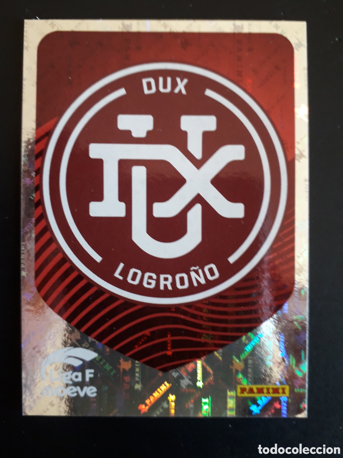 Cromos de f&uacute;tbol: ESCUDO DUX LOGRO&Ntilde;O N&deg; 142 LIGA F FEMENINA 2025 2026 25 26 PANINI SIN PEGAR PEDIDO M&Iacute;NIMO 3&euro;
