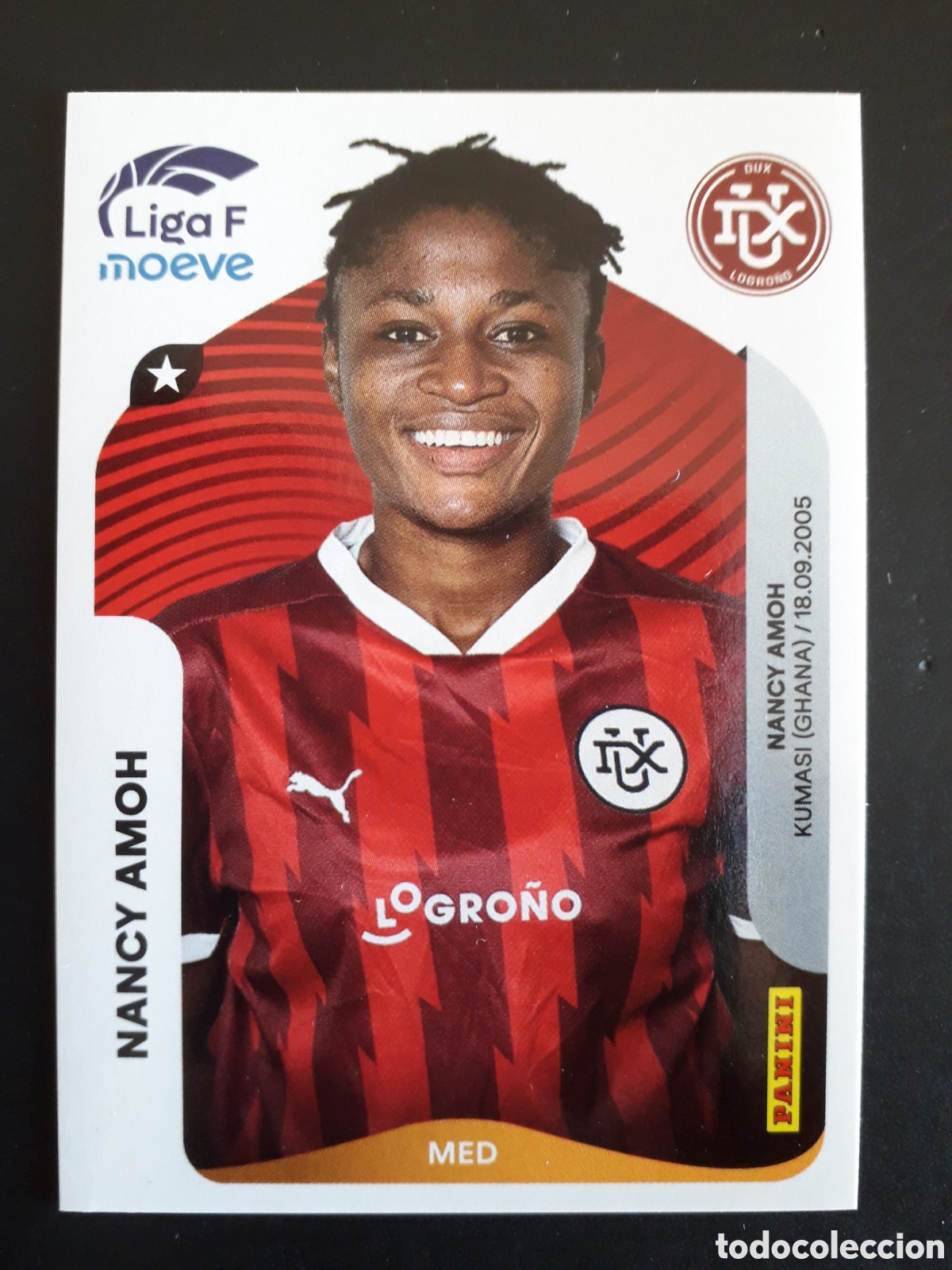 Fu&szlig;ball-Sticker: NANCY AMOH DUX LOGRO&Ntilde;O N&deg; 152 LIGA F FEMENINA 2025 2026 25 26 PANINI SIN PEGAR PEDIDO M&Iacute;NIMO 3&euro;.