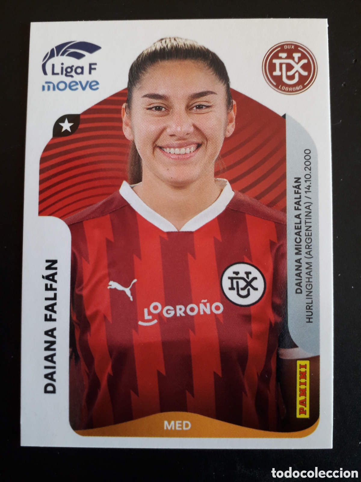 Fu&szlig;ball-Sticker: DAIANA FALF&Aacute;N DUX LOGRO&Ntilde;O N&deg; 153 LIGA F FEMENINA 2025 2026 25 26 PANINI SIN PEGAR PEDIDO M&Iacute;NIMO 3&euro;.