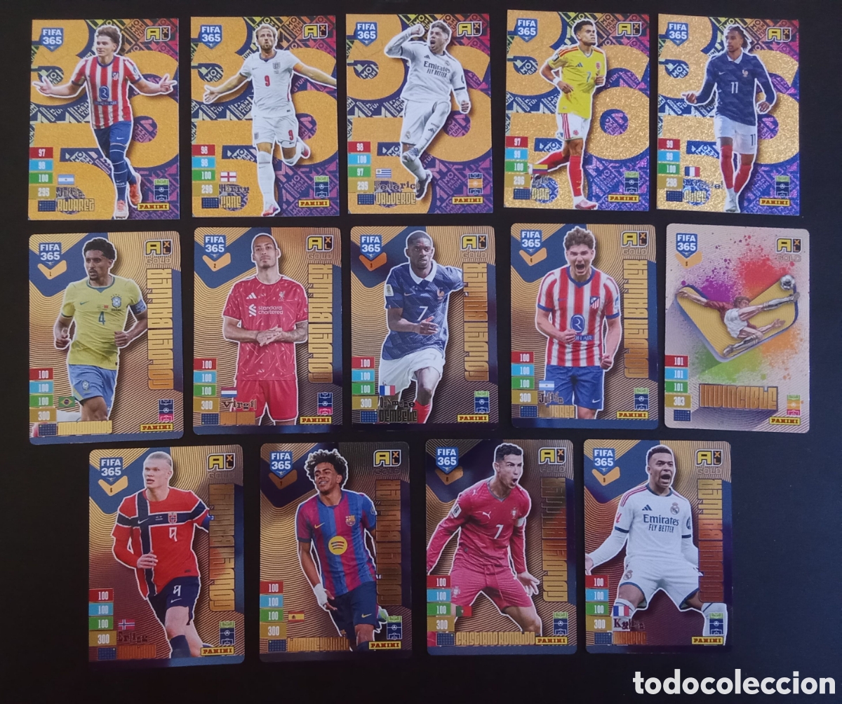 Cromos de f&uacute;tbol: LOTE 5 MOMENTUM Y 9 GOLDEN BALLER FIFA 365 2027 ADRENALYN 26-27 YAMAL RONALDO MBAPPE...