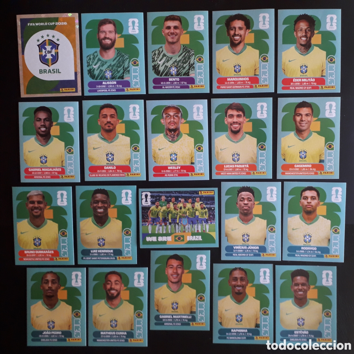 Cromos de Futebol: 20 CROMOS BRASIL, EQUIPO COMPLETO MUNDIAL F&Uacute;TBOL 2026 FIFA WORLD CUP PANINI SIN PEGAR