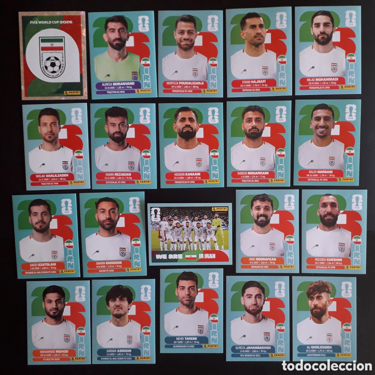 Cromos de f&uacute;tbol: 20 CROMOS IR&Aacute;N, EQUIPO COMPLETO MUNDIAL F&Uacute;TBOL 2026 FIFA WORLD CUP PANINI SIN PEGAR