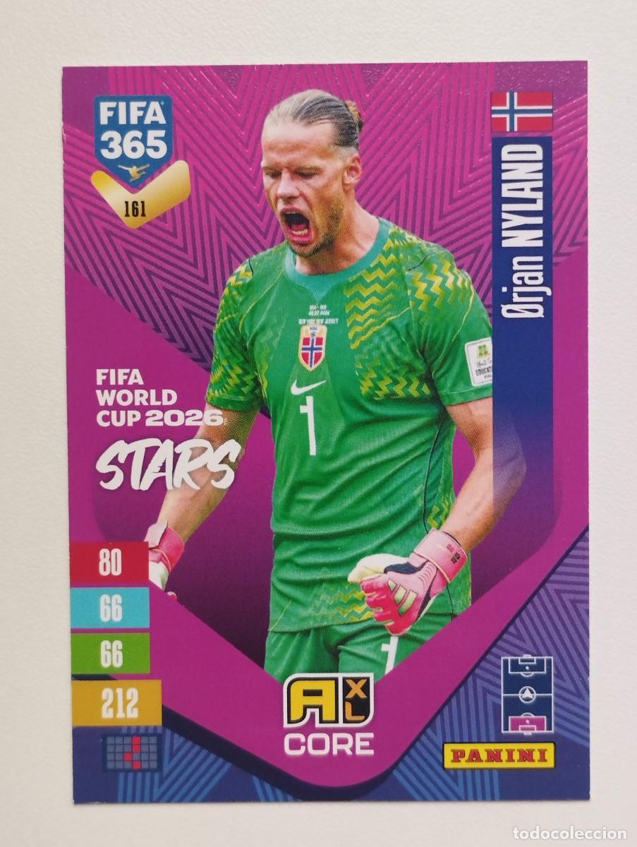 Cromos de f&uacute;tbol: CROMO CARD ADRENALYN FIFA 365 2026 2027 27 FIFA WORLD CUP STARS ORJAN NYLAND 161 NORUEGA