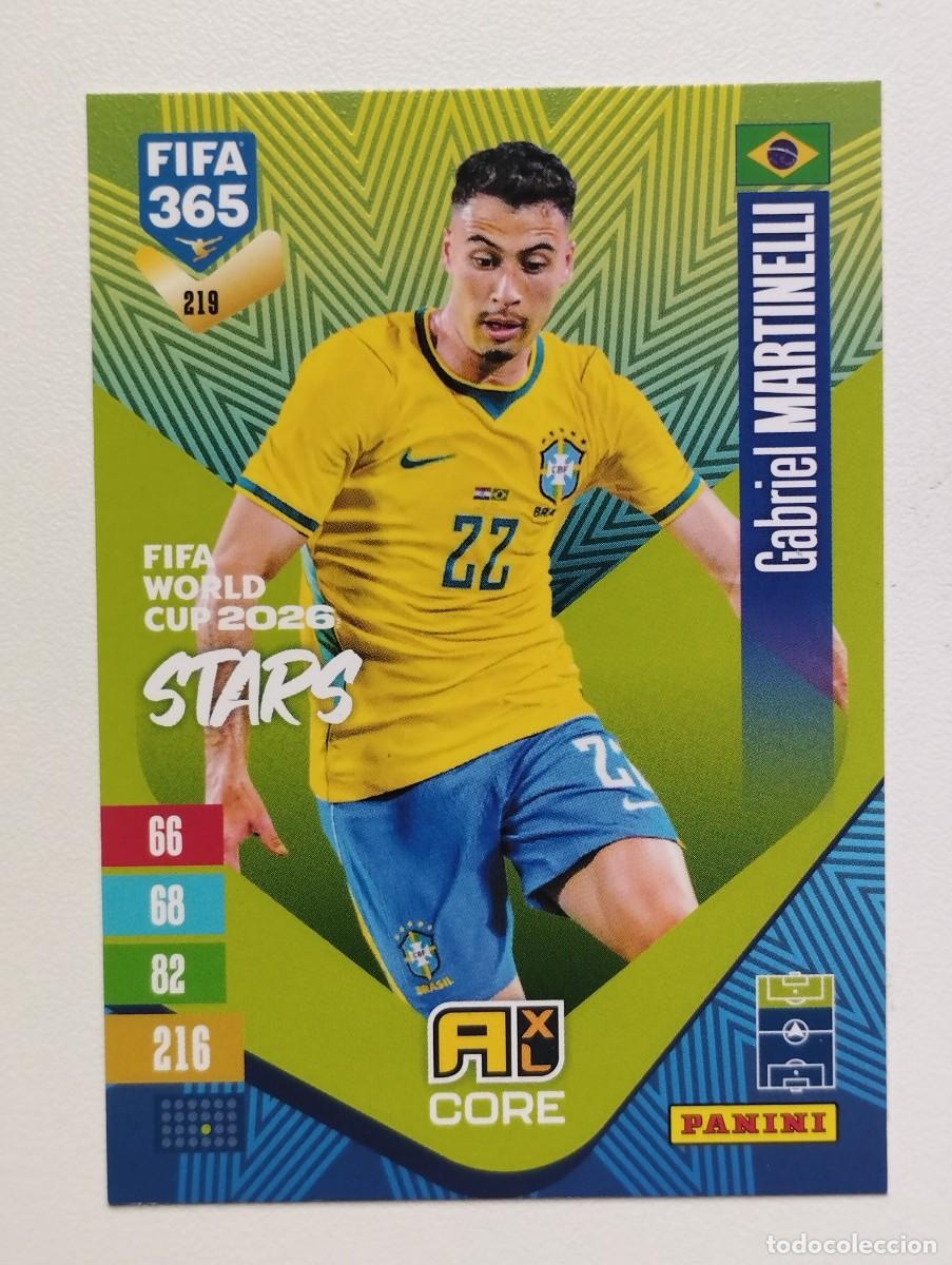 Cromos de f&uacute;tbol: CROMO CARD ADRENALYN FIFA 365 2026 2027 27 FIFA WORLD CUP STARS GABRIEL MARTINELLI 219 BRASIL
