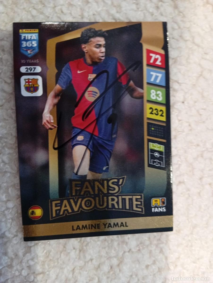 Cromos de f&uacute;tbol: Lamine Yamal Fans Favourite 297 FIFA 365 2025 Panini firma original
