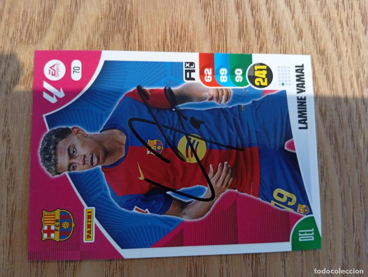 Cromos de f&uacute;tbol: Lamine Yamal 70 Adrenalyn XL LaLiga 2024-25 Panini FC Barcelona firma original