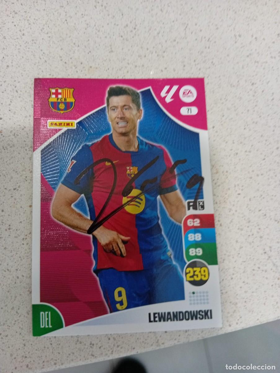 Cromos de f&uacute;tbol: Lewandowski 71 Adrenalyn XL LaLiga 2024-25 Panini FC Barcelona firma original