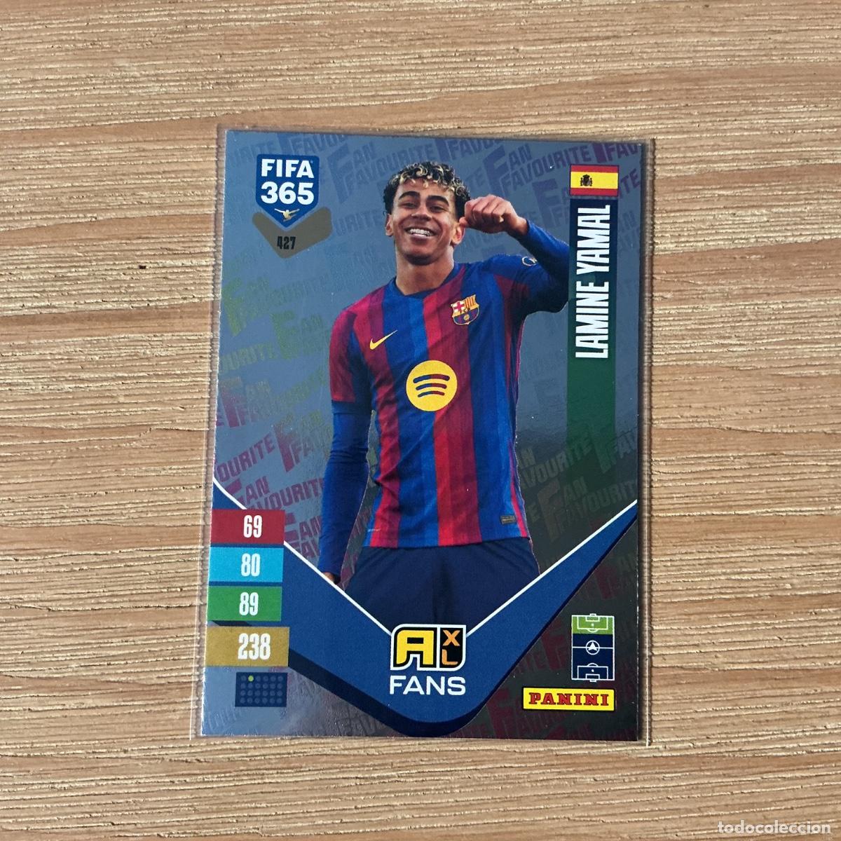 Cromos de f&uacute;tbol: CROMO FAN FAVOURITE LAMINE YAMAL N 427 FIFA 365 PANINI 2027 C&Oacute;DIGO SIN ACTIVAR BALONES DE ORO