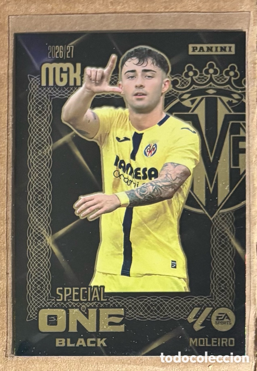 Cromos de f&uacute;tbol: MOLEIRO (VILLARREAL). CARTA SPECIAL ONE BLACK PANINI MEGACRACKS MGK 2026/27..