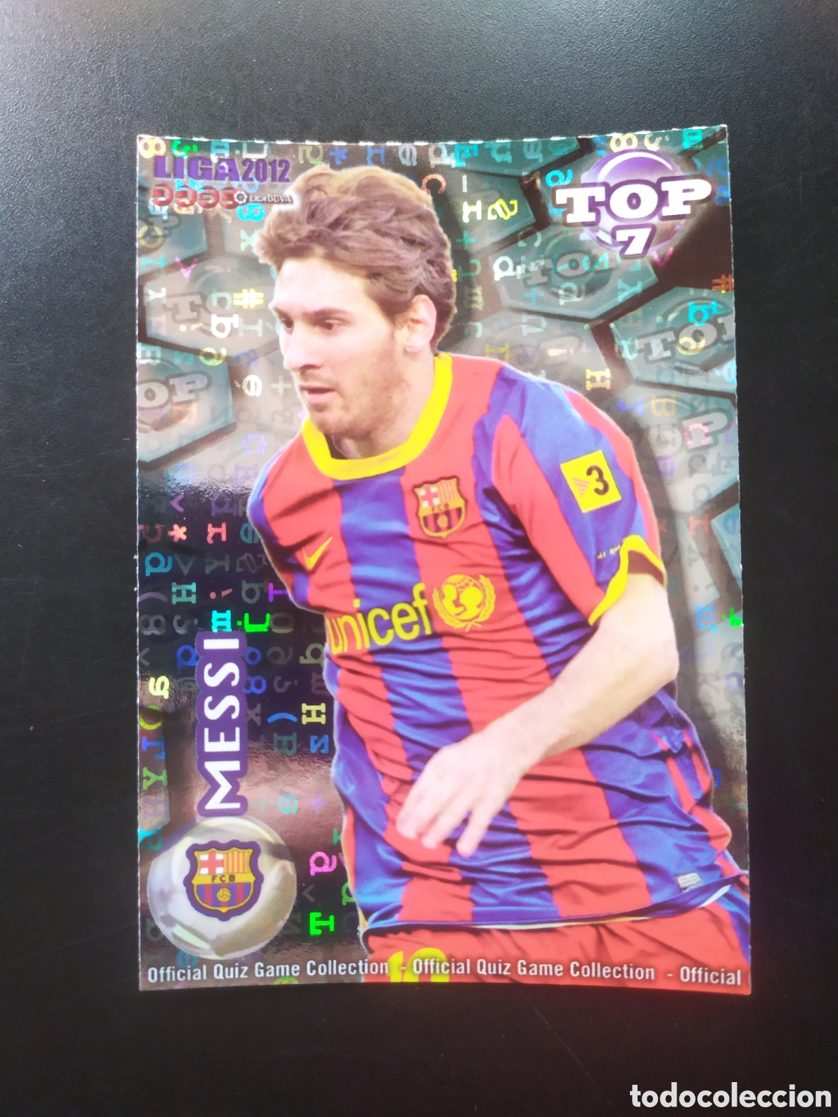 Cromos de f&uacute;tbol: Mundicromo fichas Liga 2011 2012 11 12 Messi top brillo letras n&deg; 595 Barcelona
