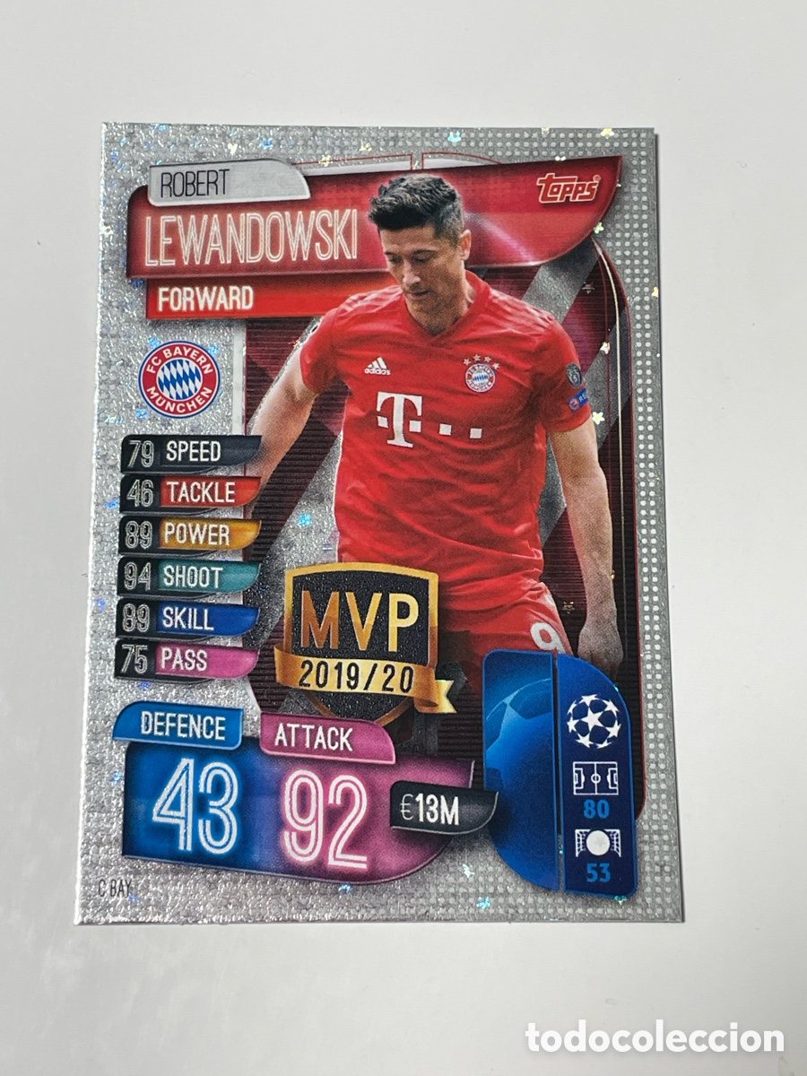 Cromos de f&uacute;tbol: Robert Lewandowski Bayern Munich Topps Match Attax 19/20 MVP #C BAY