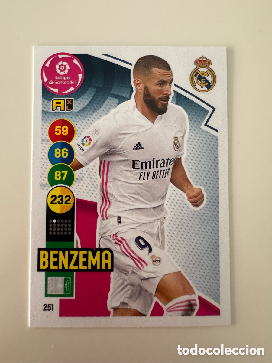 Cromos de f&uacute;tbol: PANINI ADRENALYN XL LIGA 2020 2021 20 21 &ndash; N 251 BENZEMA REAL MADRID