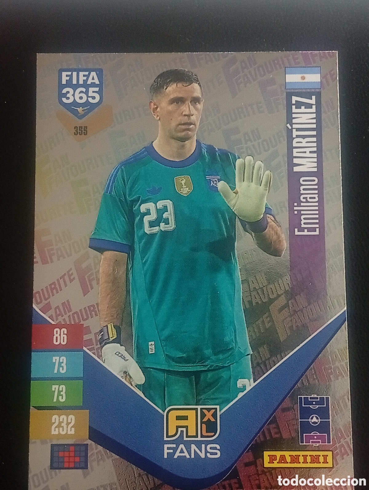 Cromos de f&uacute;tbol: 355 fans EMILIANO MARTINEZ ARGENTINA FIFA 365 ADRENALYN XL 2026 2027 26 27 CROMOS CARDS PANINI TOPPS