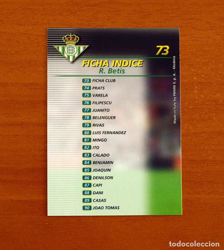 Cromos de f&uacute;tbol: Real Betis -N&ordm; 73 Ficha &iacute;ndice -Mega Fichas Liga 2002-2003-02-03 -Megafichas Panini Sports