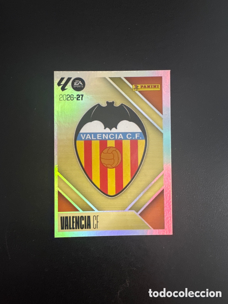 Cromos de f&uacute;tbol: ESCUDO VALENCIA NUMERO 1 LIGA ESTE 2026 2027