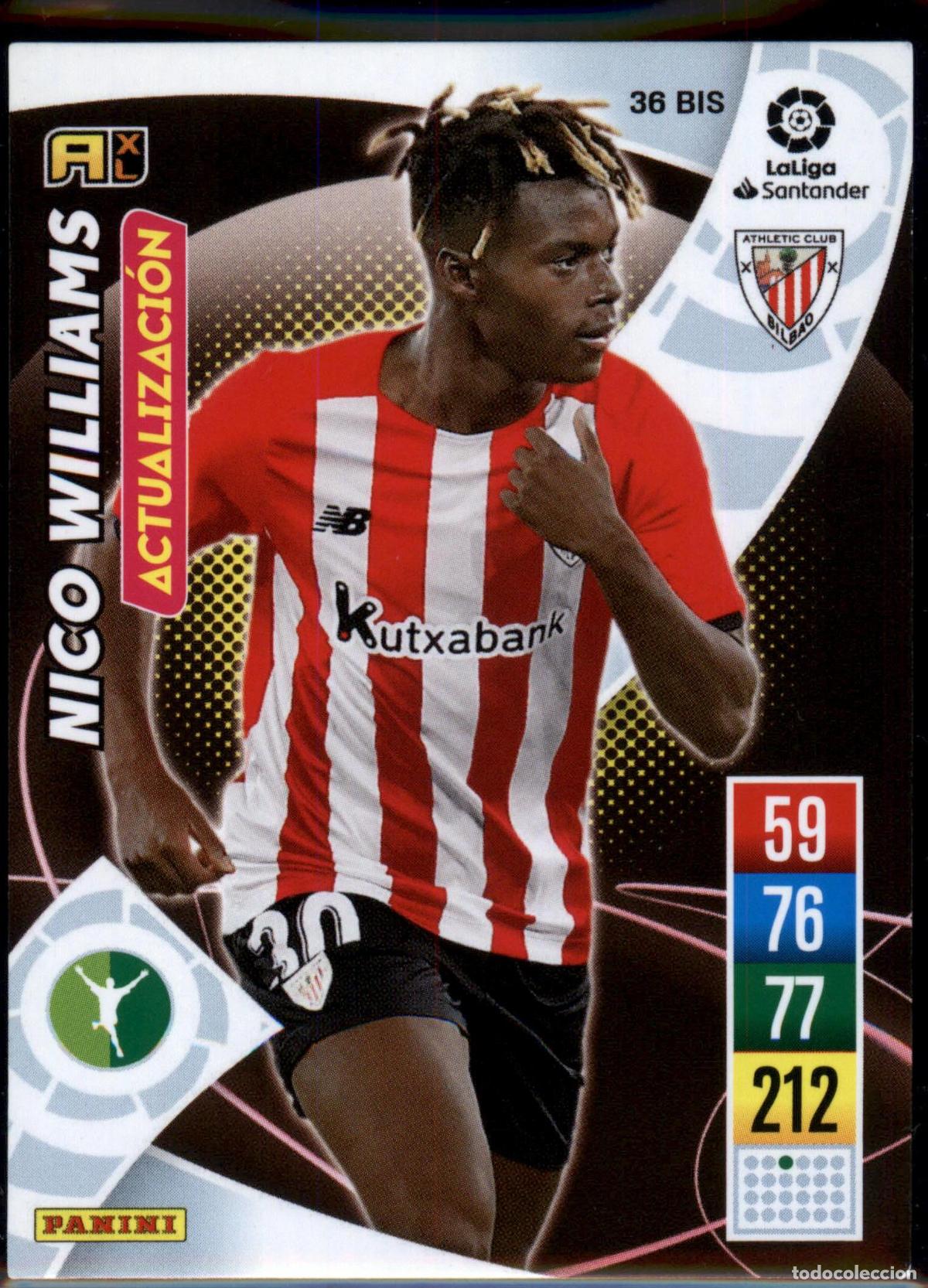 Football Stickers: Nico Williams Actualizaci&oacute;n N&ordm; 36 Bis Athletic Club Liga Santander Adrenalyn 2021 2022 Panini 21 22