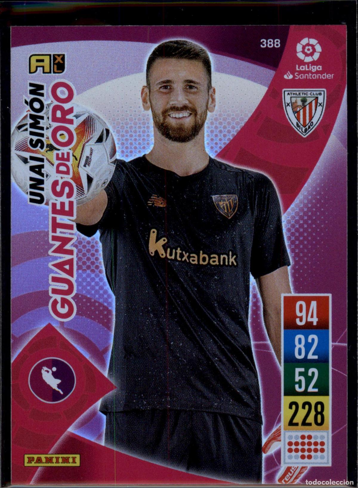 Football Stickers: Unai Sim&oacute;n Guantes de Oro N&ordm; 388 Athletic Club LaLiga Santander Adrenalyn 2021 2022 Panini 21 22