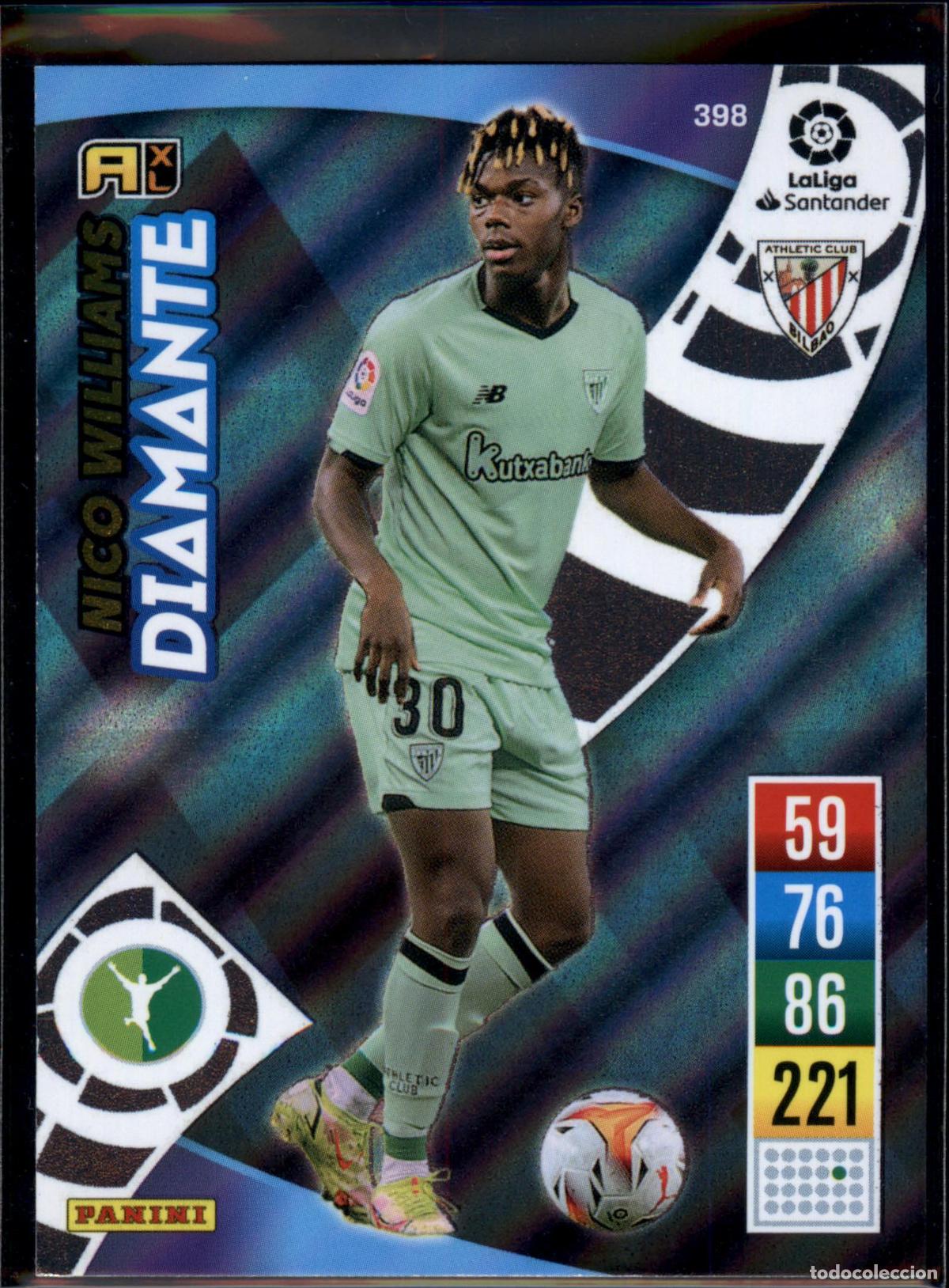 Cartes &agrave; collectionner de Football: Nico Williams Diamante N&ordm; 398 Athletic Club LaLiga Santander Adrenalyn 2021 2022 Panini 21 22