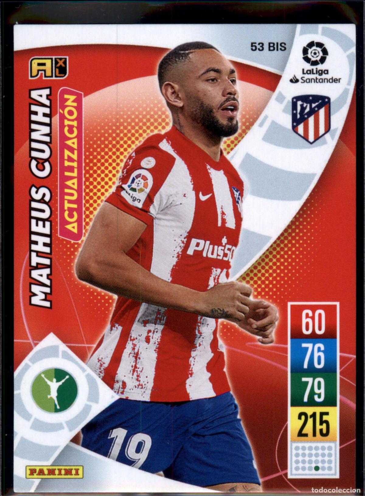Cromos de f&uacute;tbol: Matheus Cunha Actualizaci&oacute;n N&ordm; 53 Bis Atl&eacute;tico Liga Santander Adrenalyn XL 2021 2022 Panini 21 22