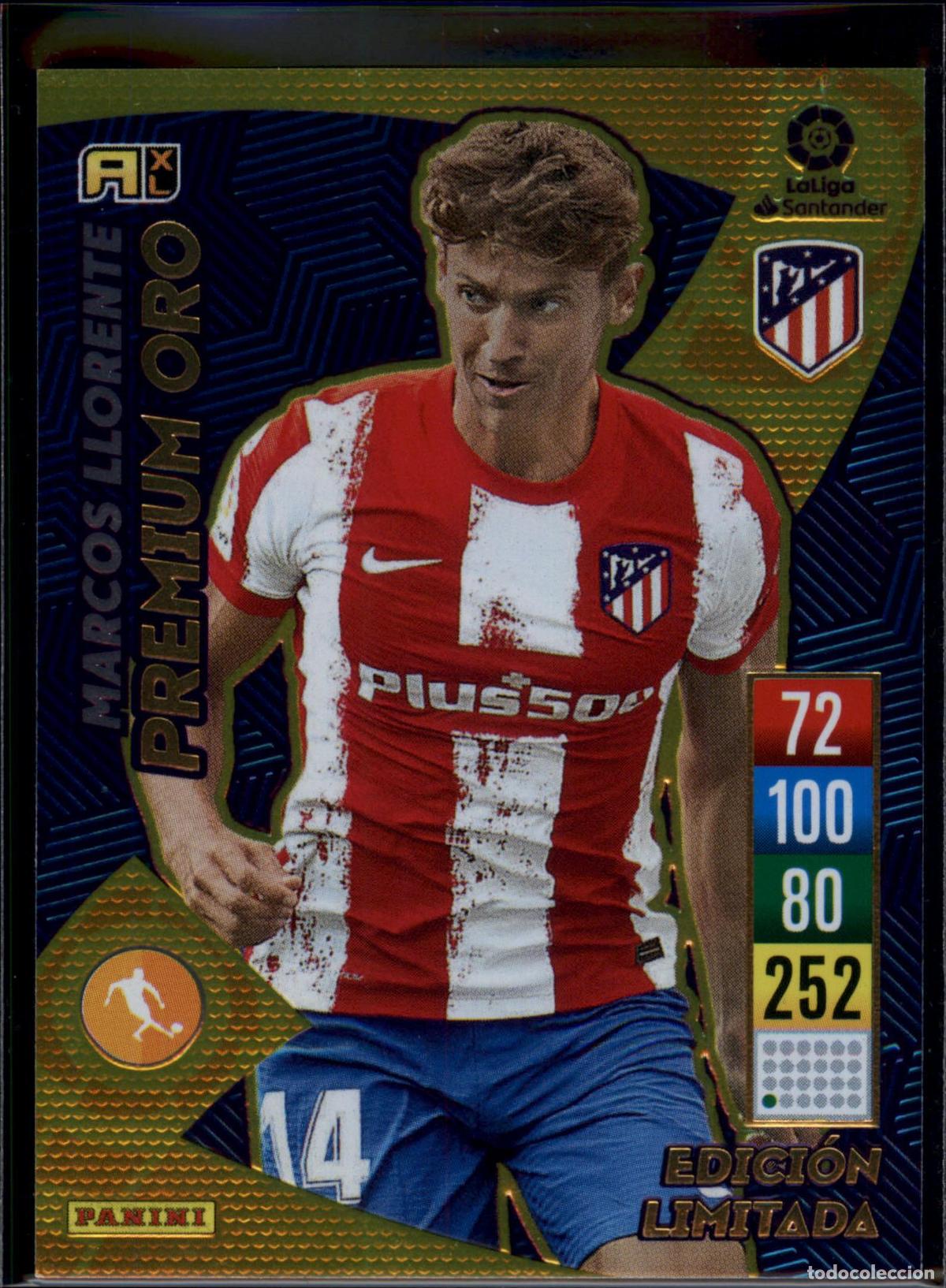 Cromos de f&uacute;tbol: Marcos Llorente Premium Oro Atl&eacute;tico de Madrid LaLiga Santander Adrenalyn XL 2021 2022 Panini 21 22