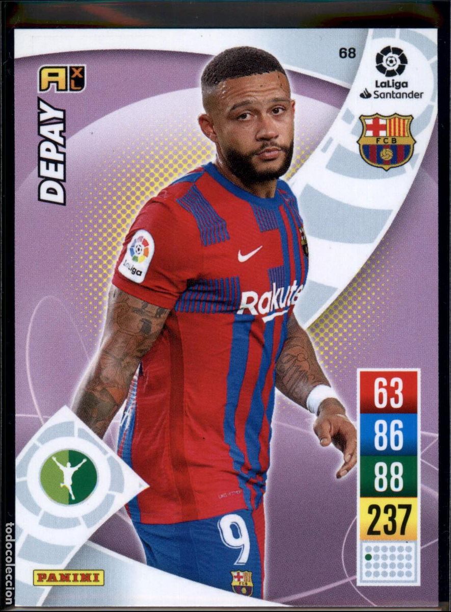 Cromos de f&uacute;tbol: Depay N&ordm; 68 Bar&ccedil;a (Barcelona) LaLiga Santander Adrenalyn XL 2021 2022 Panini 21 22