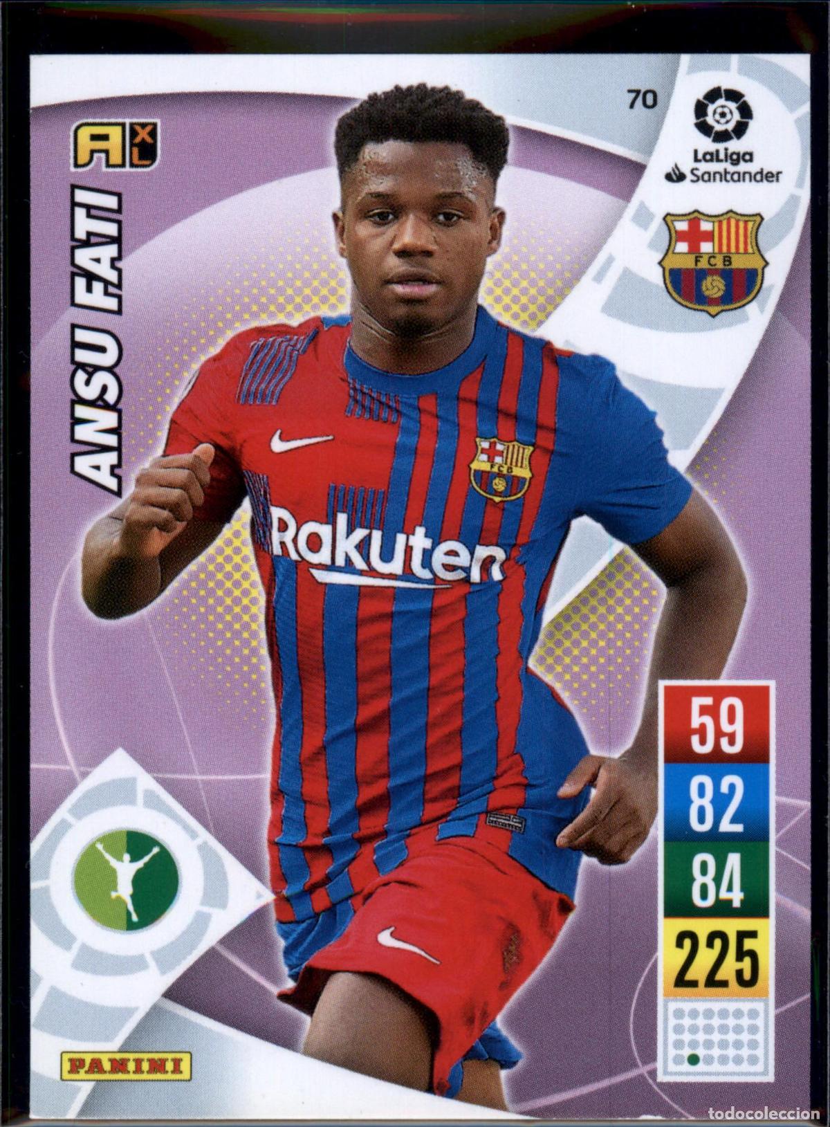 Cromos de f&uacute;tbol: Ansu Fati N&ordm; 70 Bar&ccedil;a (Barcelona) LaLiga Santander Adrenalyn XL 2021 2022 Panini 21 22