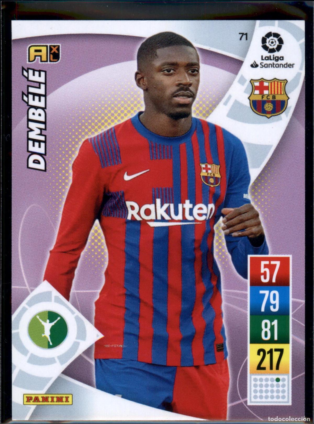 Cromos de f&uacute;tbol: Demb&eacute;l&eacute; N&ordm; 71 Bar&ccedil;a (Barcelona) LaLiga Santander Adrenalyn XL 2021 2022 Panini 21 22