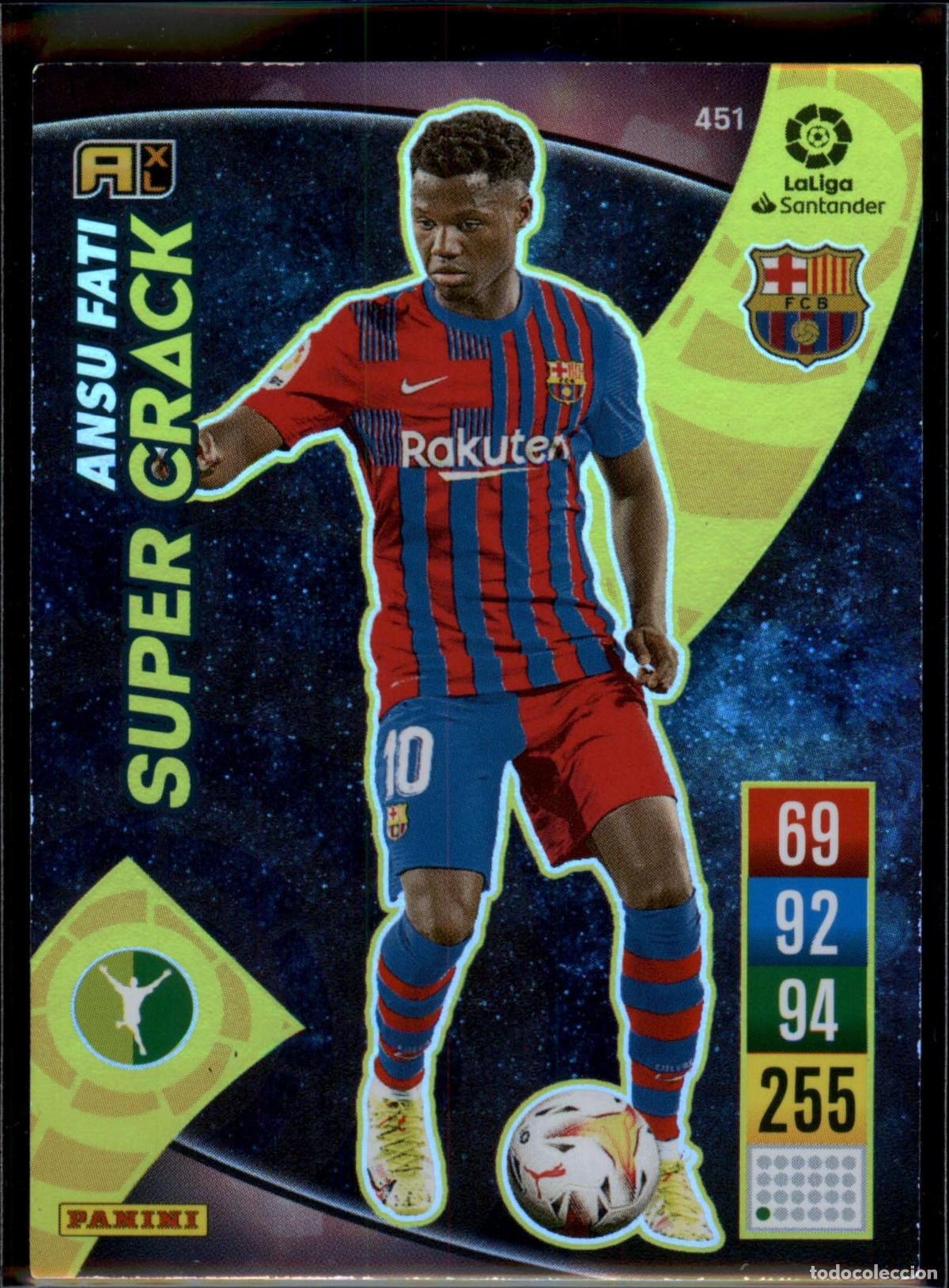 Cromos de f&uacute;tbol: Ansu Fati Super Crack N&ordm; 451 Bar&ccedil;a (Barcelona) LaLiga Santander Adrenalyn XL 2021 2022 Panini 21 22