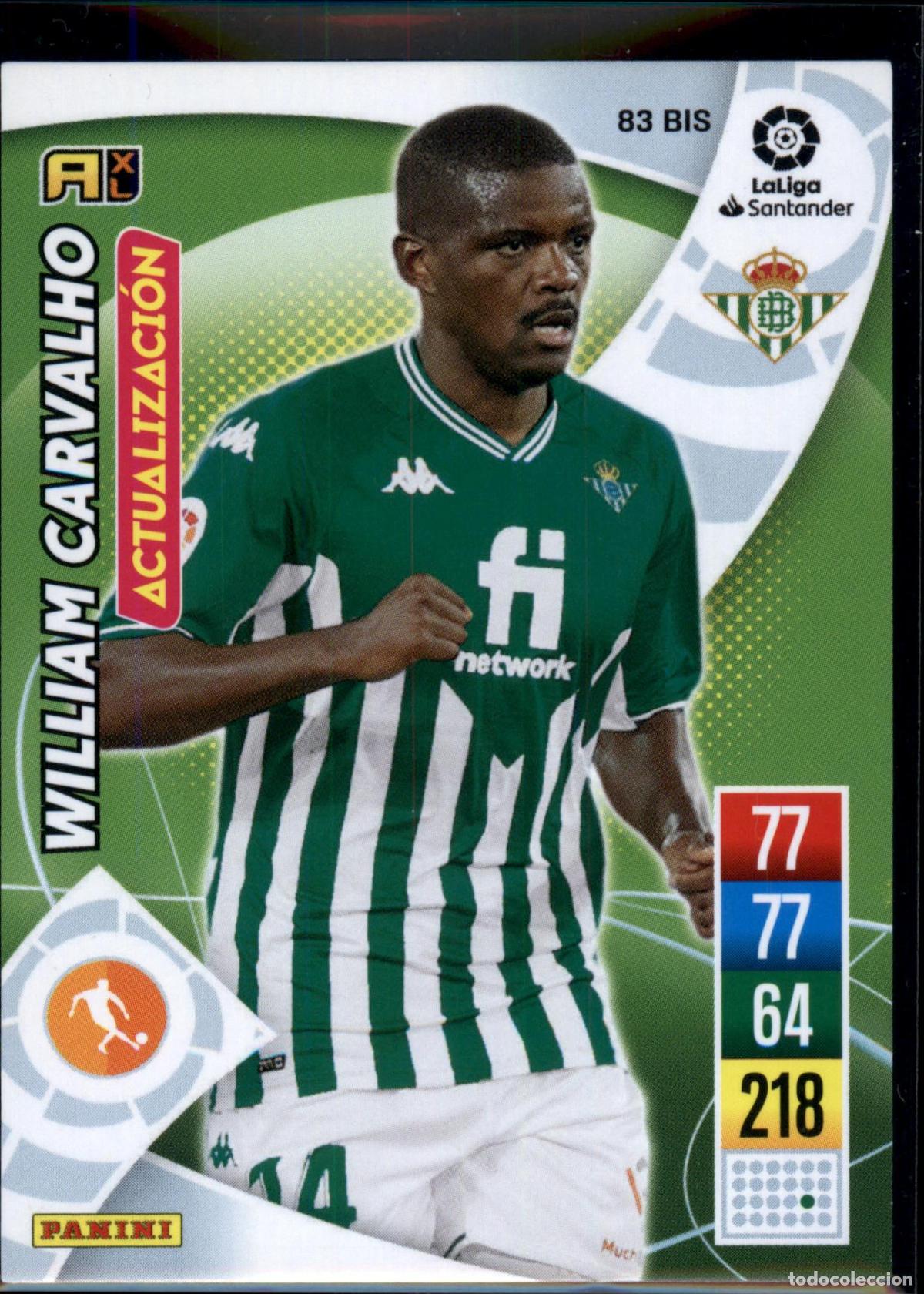 Cromos de f&uacute;tbol: William Carvalho Actualizaci&oacute;n N&ordm; 83 Bis Betis LaLiga Santander Adrenalyn XL 2021 2022 Panini 21 22