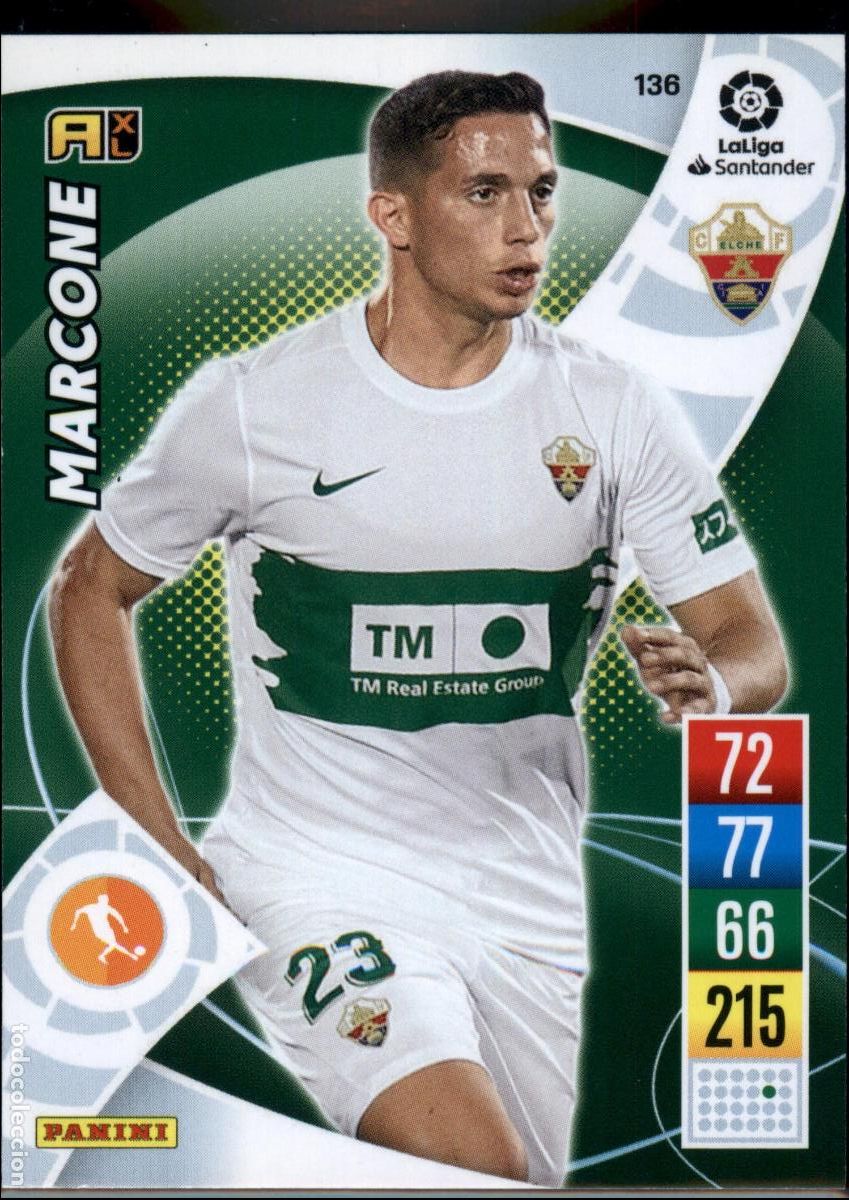 Cromos de f&uacute;tbol: Marcone N&ordm; 136 Elche CF LaLiga Santander Adrenalyn XL 2021 2022 Panini 21 22