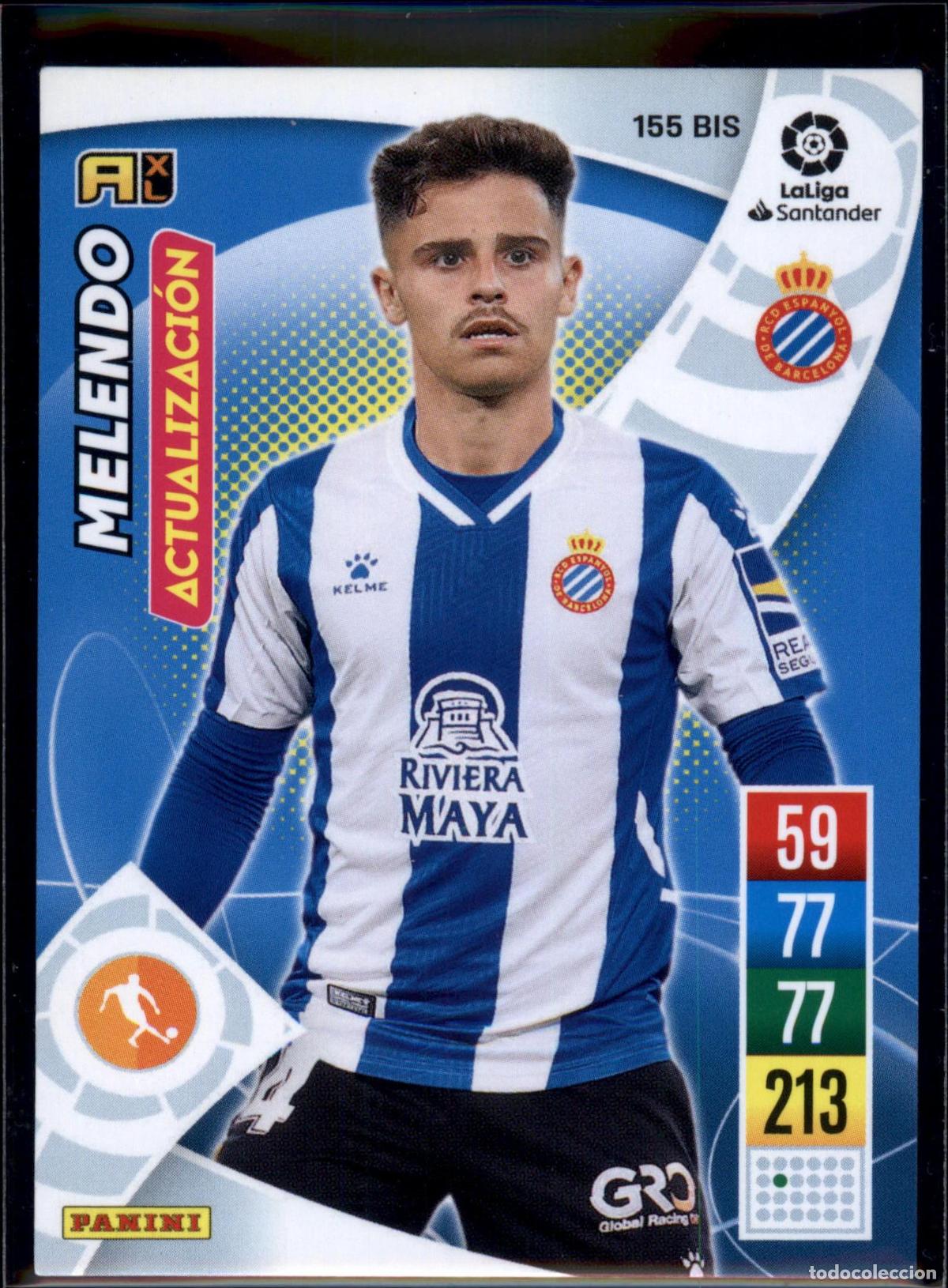Cromos de f&uacute;tbol: Melendo Actualizaci&oacute;n N&ordm; 155 Bis RCD Espanyol LaLiga Santander Adrenalyn XL 2021 2022 Panini 21 22