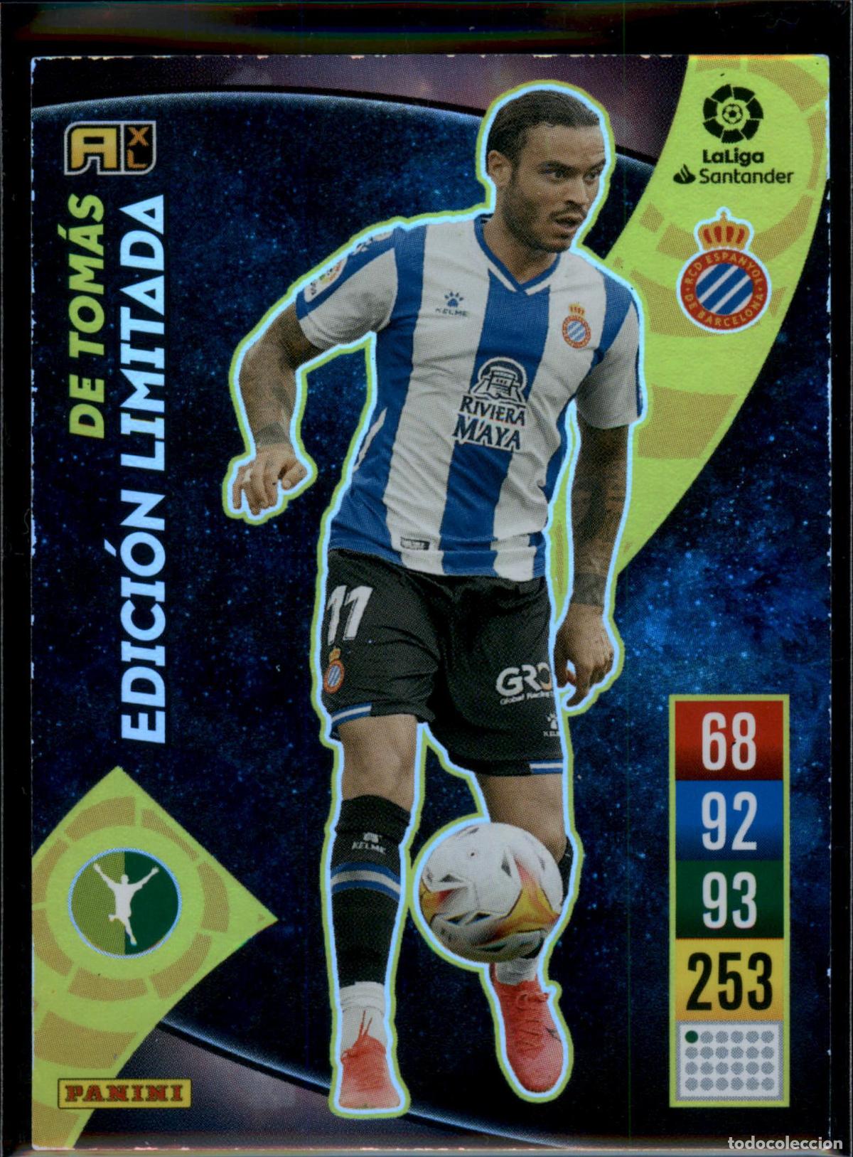 Cromos de f&uacute;tbol: De Tom&aacute;s Edici&oacute;n Limitada RCD Espanyol La Liga Santander Adrenalyn XL 2021 2022 Panini 21 22