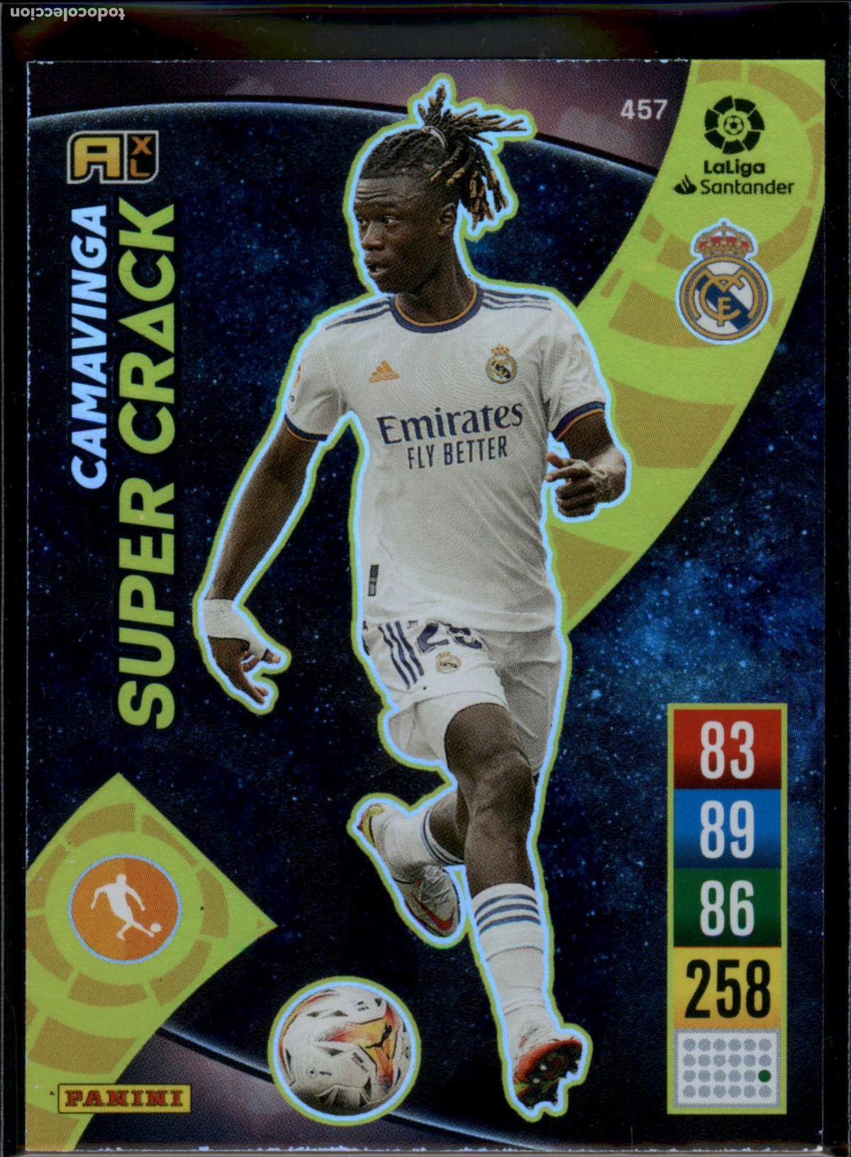 Cromos de f&uacute;tbol: Camavinga Super Crack N&ordm; 457 Real Madrid LaLiga Santander Adrenalyn XL 2021 2022 Panini 21 22