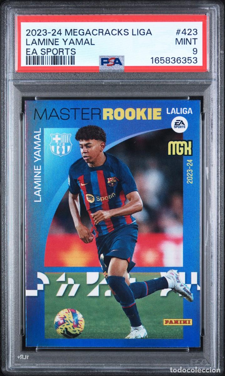 Cromos de f&uacute;tbol: Master Rookie Lamine Yamal #423 FC Barcelona Panini Megacracks 2023 2024 PSA 9