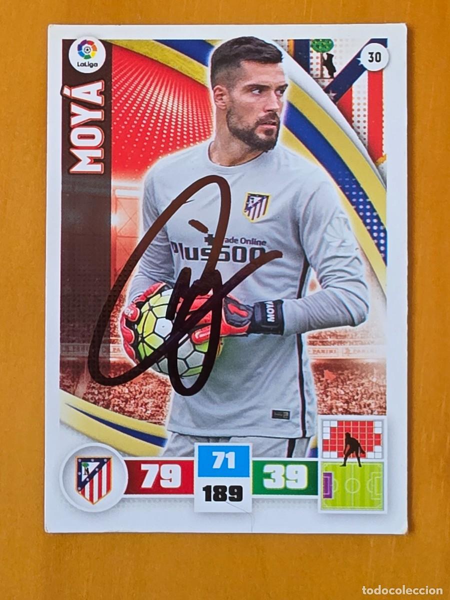 Cromos de f&uacute;tbol: Cromo firmado de Miguel &Aacute;ngel Moy&aacute; con aut&oacute;grafo, Atl&eacute;tico de Madrid