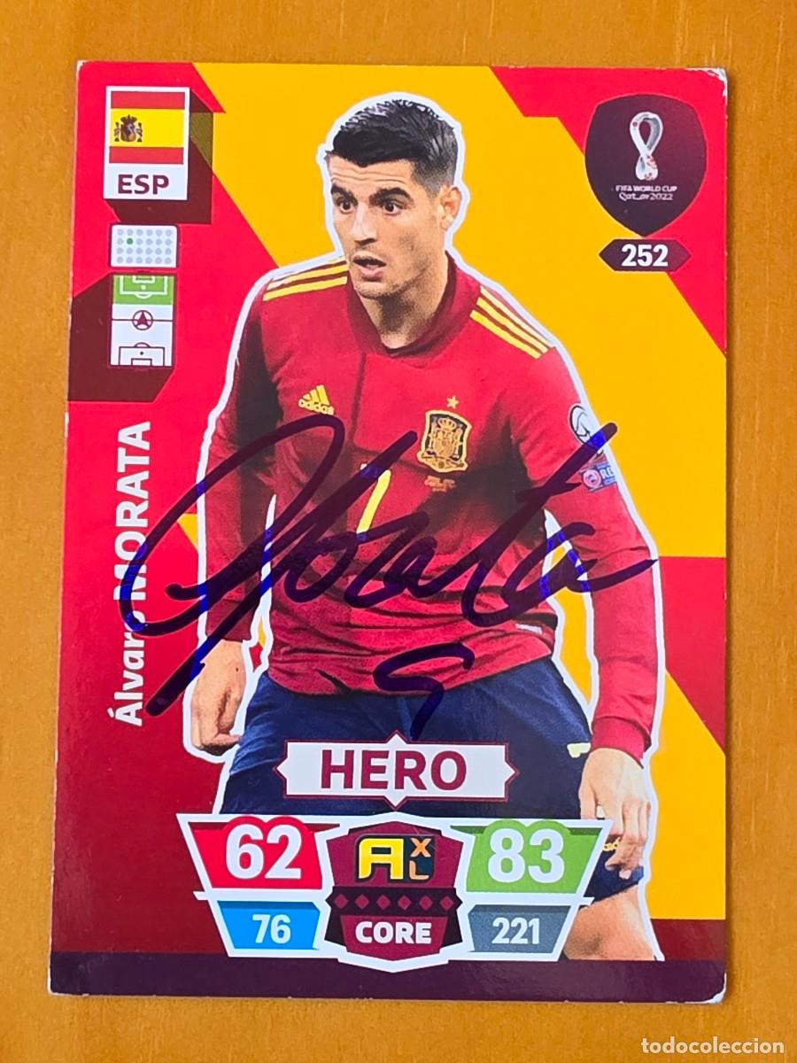 Cromos de f&uacute;tbol: Cromo firmado de &Aacute;lvaro Morata con aut&oacute;grafo, Espa&ntilde;a, Atl&eacute;tico de Madrid