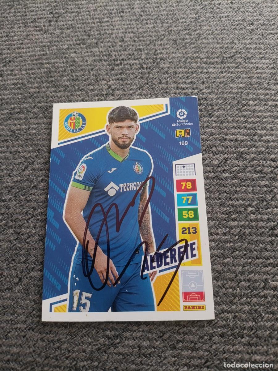 Cromos de f&uacute;tbol: Carta firmada por el jugador del Getafe Alderete