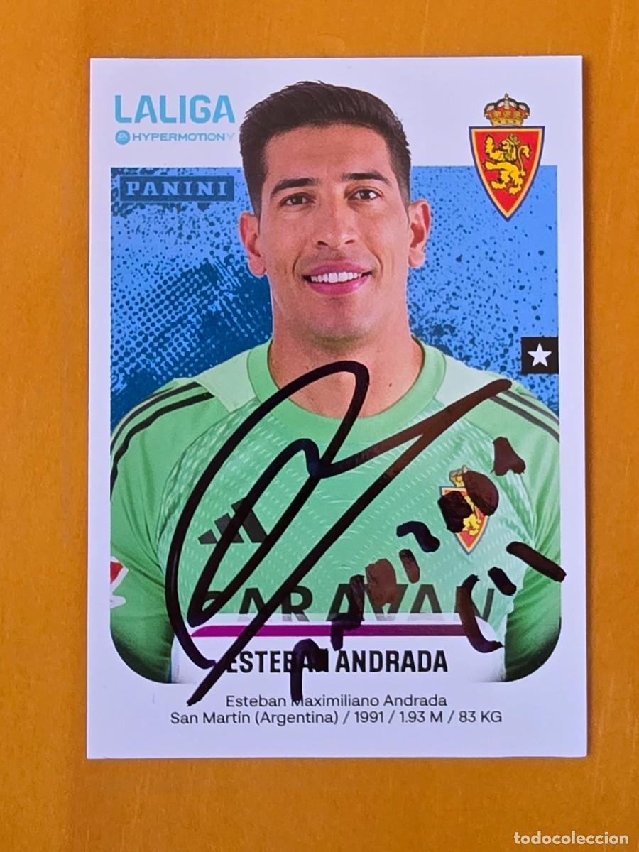 Cromos de f&uacute;tbol: Cromo firmado de Esteban Andrada con aut&oacute;grafo, Real Zaragoza