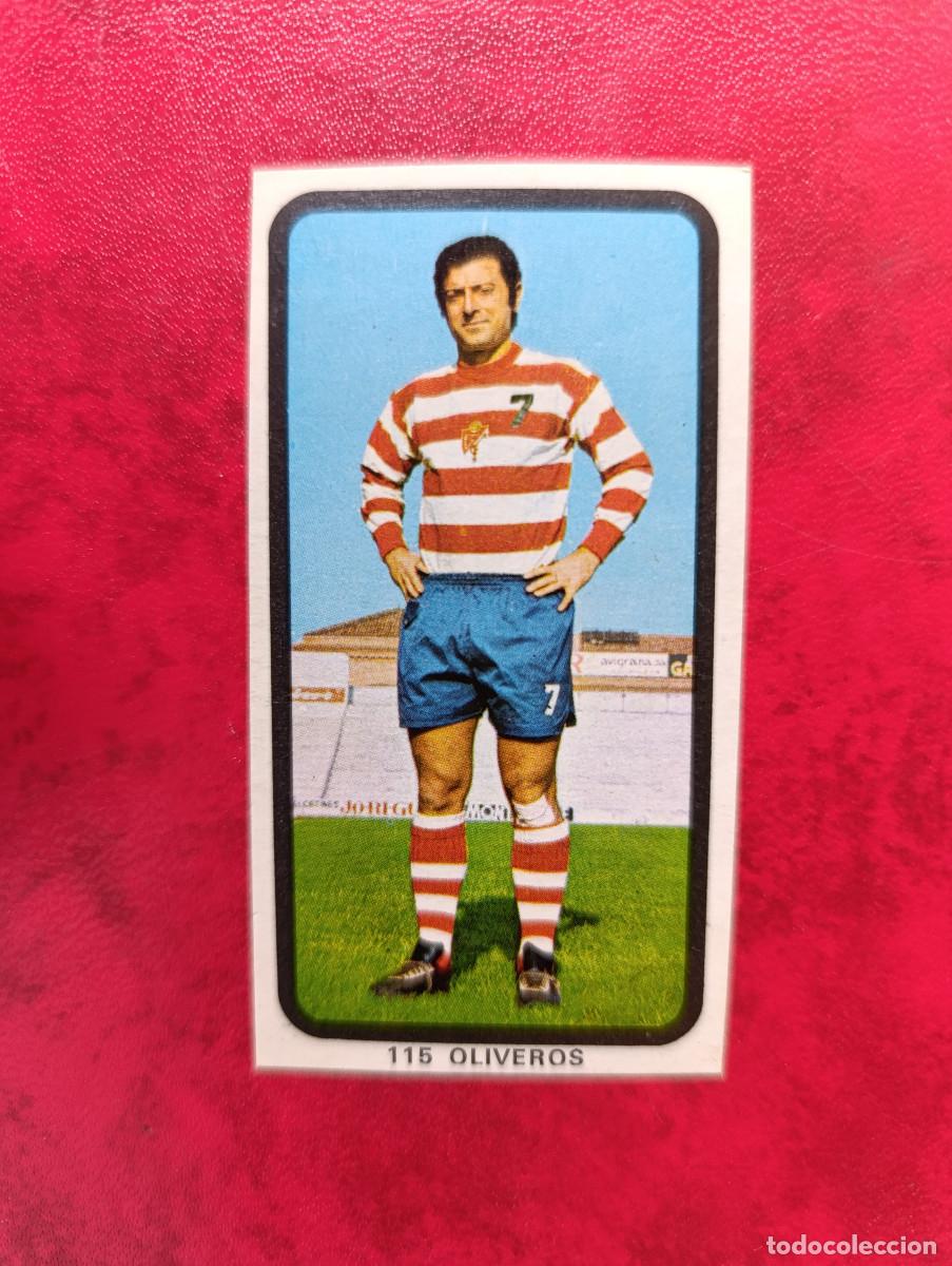 Cromos de f&uacute;tbol: ERROR OLIVEROS. RUIZ ROMERO 1974 1975 74-75. OLIVEROS N&ordm; 115-GRANADA. TRASERA NOMBRE AGUIRRE SUAREZ.