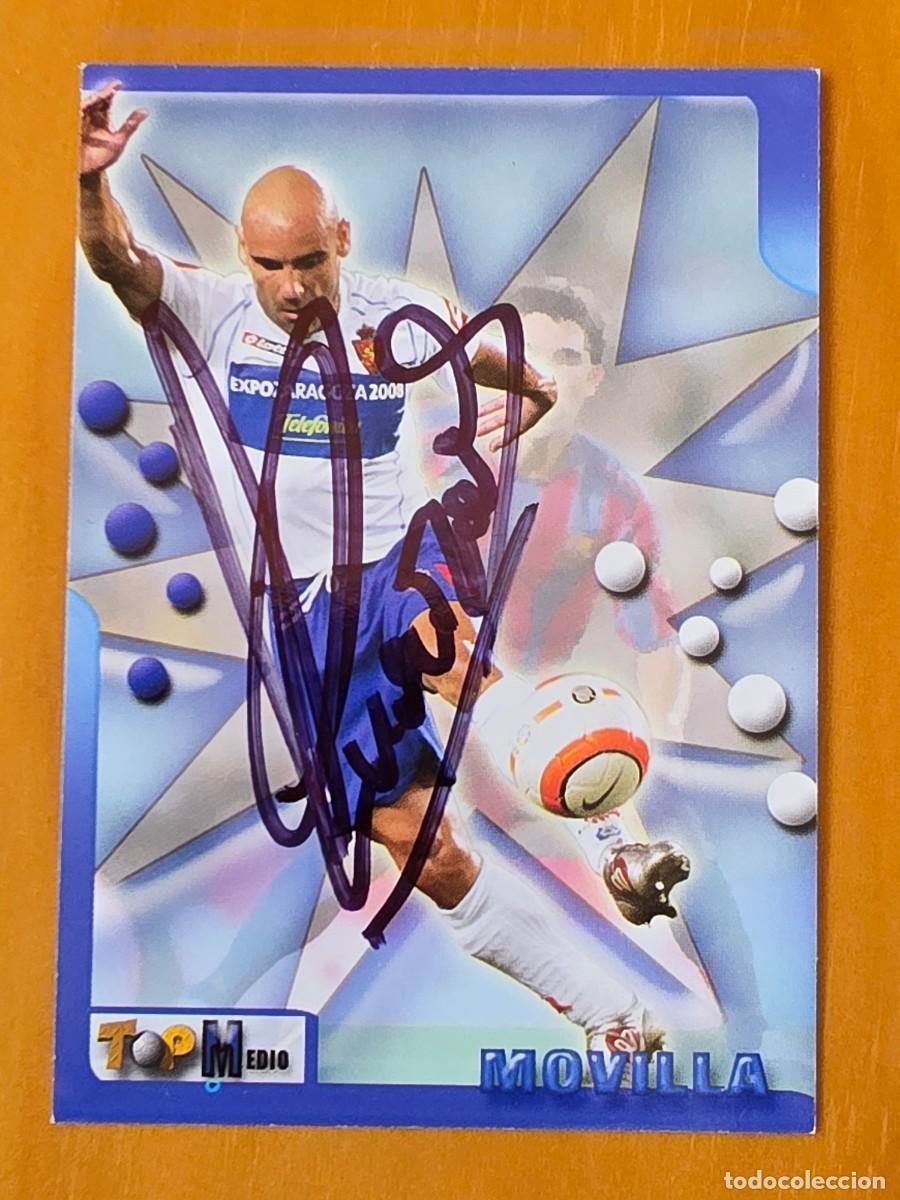 Cromos de f&uacute;tbol: Cromo firmado de Movilla con aut&oacute;grafo, Real Zaragoza