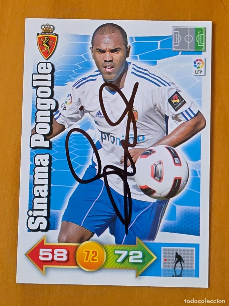 Cromos de f&uacute;tbol: Cromo firmado de Sinama Pongolle con aut&oacute;grafo, Real Zaragoza