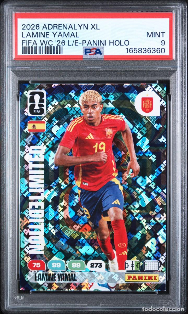 Cromos de f&uacute;tbol: Lamine Yamal Espa&ntilde;a Panini Holo Adrenalyn Fifa World Cup 2026 E.Limitada Psa 9