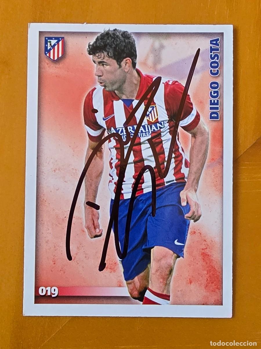 Cromos de f&uacute;tbol: Cromo firmado de Diego Costa con aut&oacute;grafo, Atl&eacute;tico de Madrid